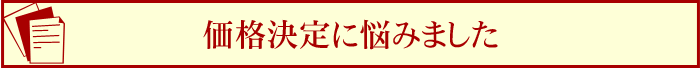 価格決定に悩みました